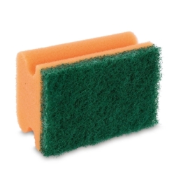 Éponge à poignée, orange/verte, 95 x 70 x 45 mm