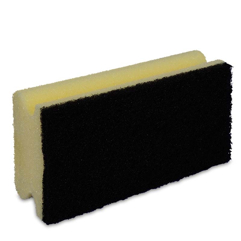 Éponge à poignée, noire/jaune, 150 x 90 x 45 mm