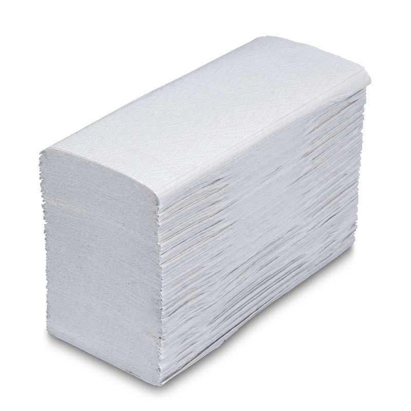 Essuie-main plié en M, matériau recyclé blanc, 2 couches, env. 360 x 220 mm