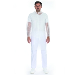 Blouse visiteur Eco avec boutons pression | couleur blanc, taille L, PP 105 x 125 cm