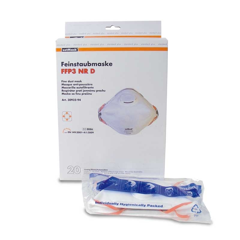 Feinstaubfiltermaske mit Ausatemventil FFP3 NR D, gefaltet