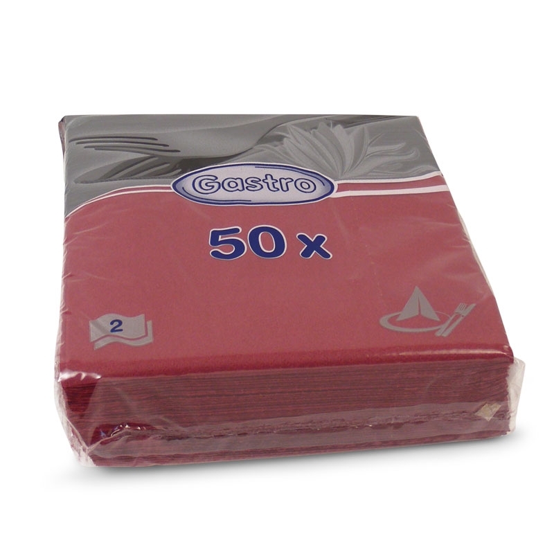 Serviettes de table 1/4 pli, bordeaux, 2 plis, 33 x 33 cm