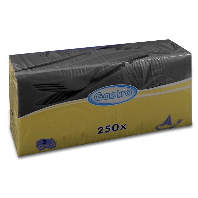 Serviettes en papier 1/4 pli, jaune, 3 couches, 40 x 40 cm