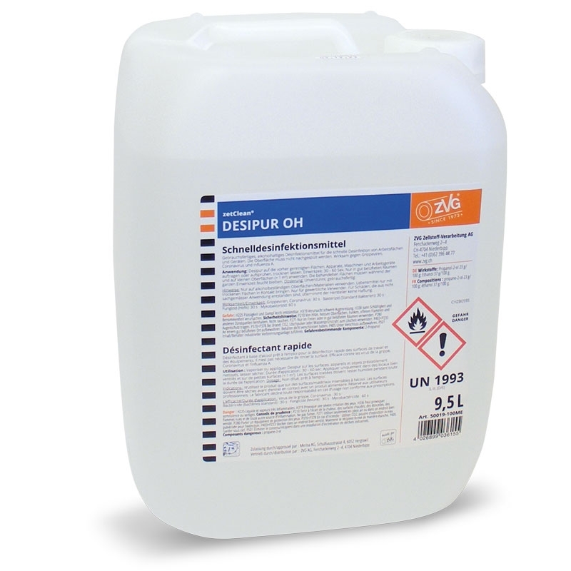 Désinfectant de surfaces Desipur OH, bidon de 9,5 litres