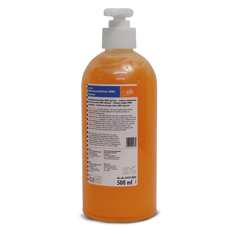 Lotion lavante pour les mains HWL Apricot, flacon pompe de 500 ml