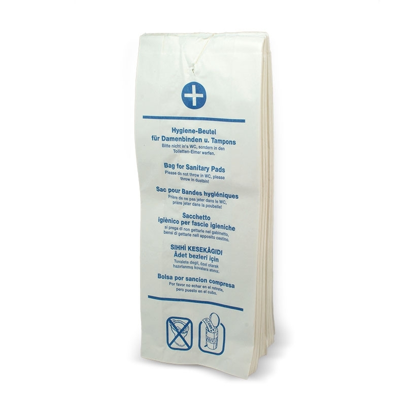 Sachet hygiénique en papier, blanc, 29 x 11 cm