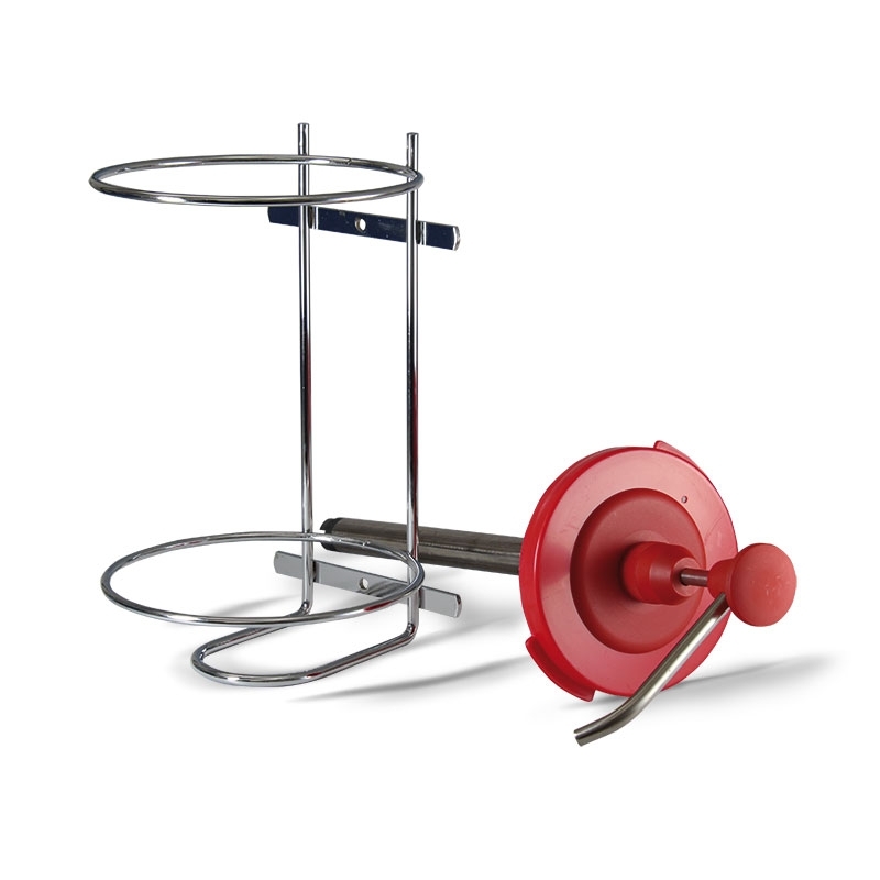 Pompe de dosage en acier inox avec support mural pour pot de 4 litres