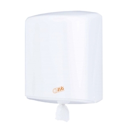 Distributeur de rouleaux essuie-mains MIDI, blanc, avec déroulement intérieur, diamètre max. du rouleau 20,5 cm