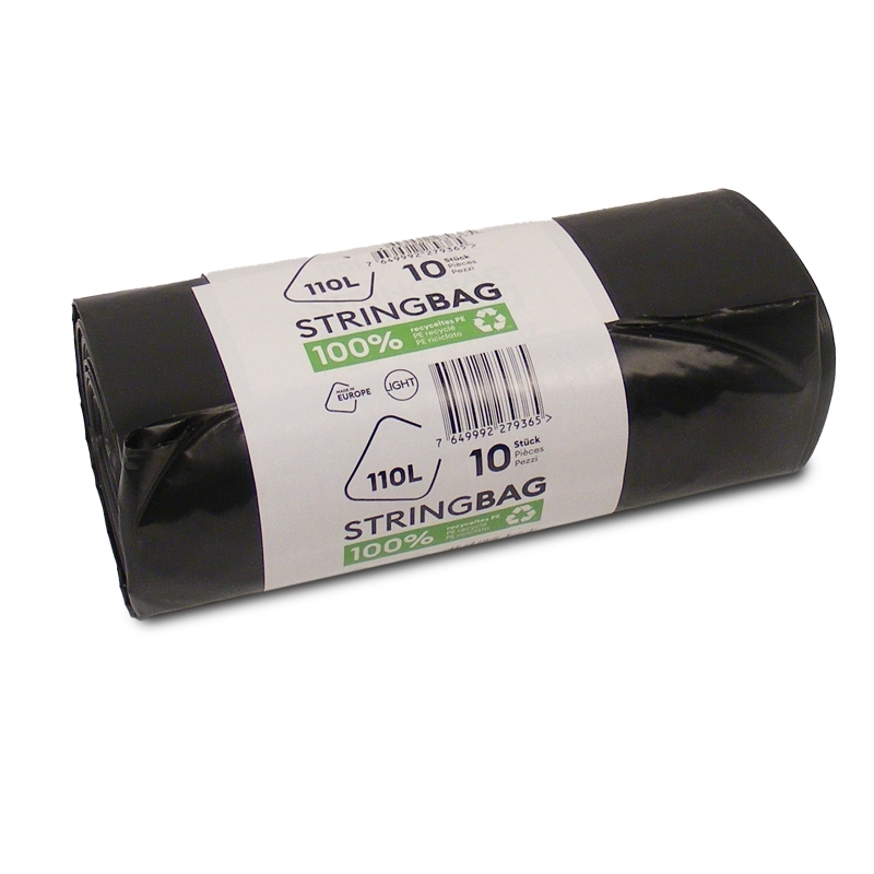 Sac poubelle 110 litres, 10 sacs/rouleau, 0,035 mm, avec bande de fermeture