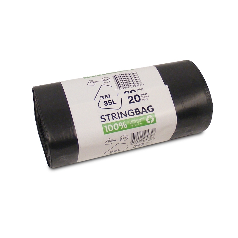 Sac poubelle 35 litres, 20 sacs/rouleau, 0,030 mm, avec bande de fermeture