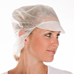 Schirmmütze mit Haarnetz | PP, Farbe weiss, Durchmesser 31 cm