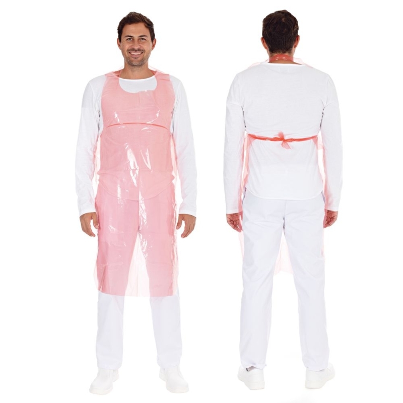 Einwegschürzen auf Rolle ca. 35my | LDPE / 125 x 70 cm, rot