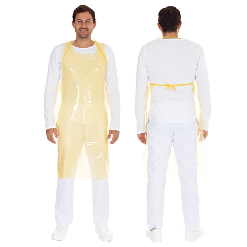 Einwegschürzen auf Rolle ca. 35my | LDPE / 125 x 70 cm, gelb