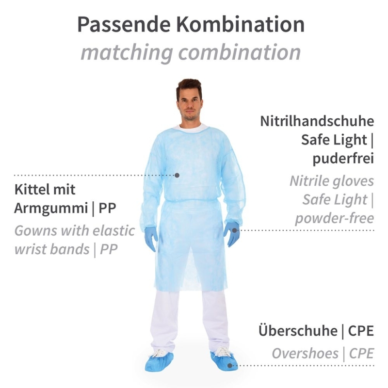 Kittel mit Armgummi | PP, Farbe blau, Länge 115 cm, Umfang 140 cm, Grösse L