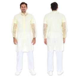 Blouse de visiteur Light avec boutons-pression | PP, couleur jaune, longueur 110 cm, circonférence 140 cm, taille XXL