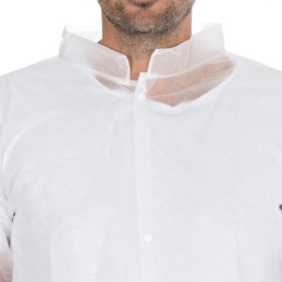 Besucherkittel Light mit Druckknöpfen | PP, Farbe weiss, Länge 110 cm, Umfang 150 cm, Grösse XXXL