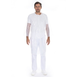 Besucherkittel Light mit Druckknöpfen | PE Farbe weiss, Länge 120 cm, Umfang 150 cm