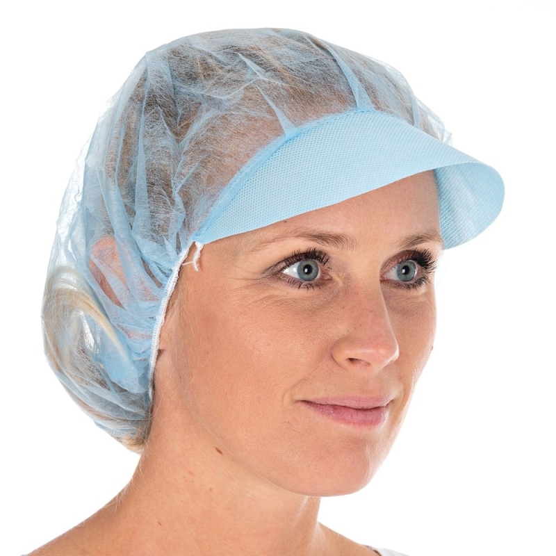 Baretthaube mit Schirm Light | PP, Farbe blau, Grösse 48 cm