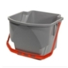 Seau de 16 litres, gris avec une poignée de couleur (rouge)