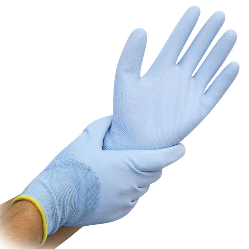 Gants en tricot fin Ultra Flex Hand 3/4-revêtement | revêtement PU, taille S, bleu