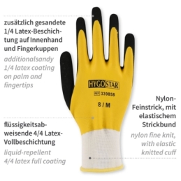 Gants en tricot fin Wet Protect | Enduction latex, taille XL