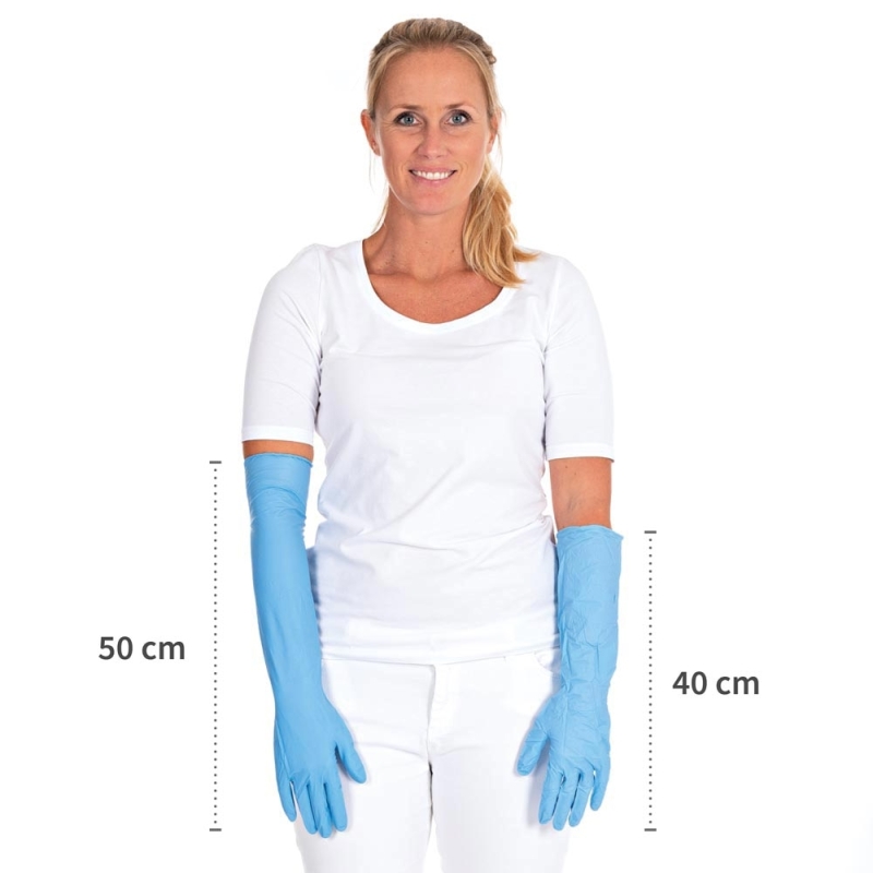 Gant en nitrile Extra Safe Superlong, bleu, taille 9/M, longueur 40 cm