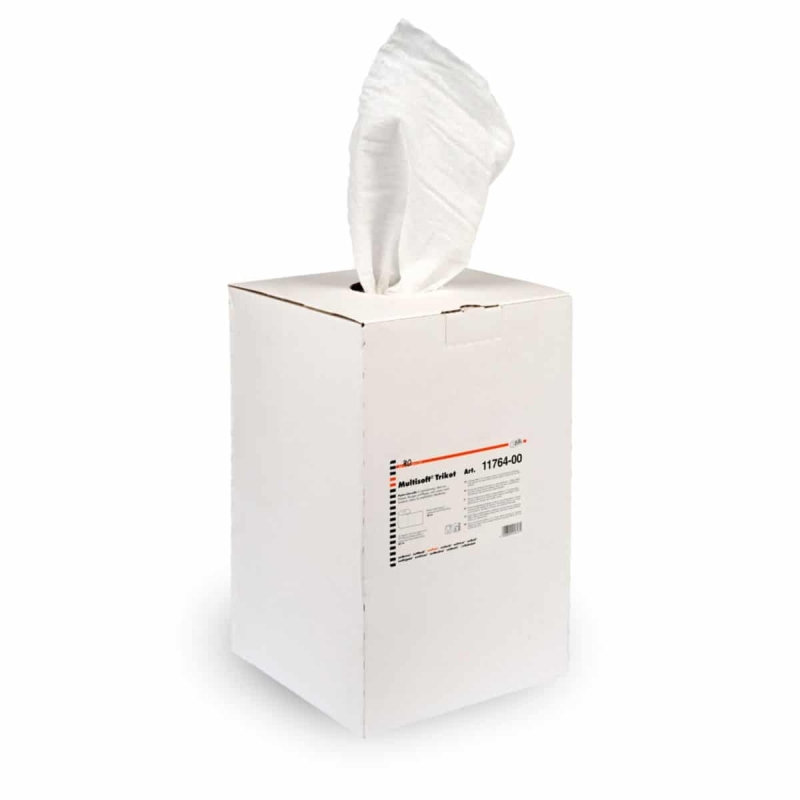 Rouleau de chiffons de polissage Multisoft® en jersey dans un carton distributeur, blanc, env. 375 feuilles de 40 cm, largeur 3