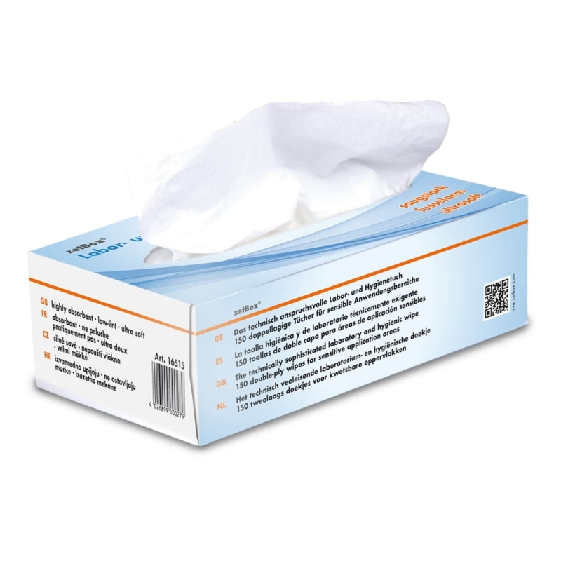 Kosmetikbox zetBox® weiss, 150er Box, 2-lagig, ca. 200 x 210 mm