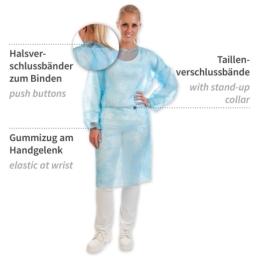 Kittel mit Armgummi | PP, Farbe blau, Länge 140 cm, Umfang 150 cm, Grösse XXL