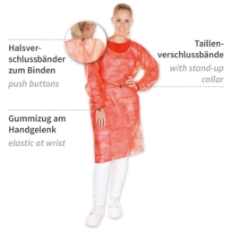 Kittel mit Armgummi | PP, Farbe rot, Länge 115 cm, Umfang 140 cm, Grösse L