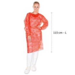Kittel mit Armgummi | PP, Farbe rot, Länge 115 cm, Umfang 140 cm, Grösse L