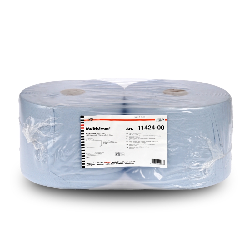 Rouleau de chiffons Multiclean®, bleu, 2 couches, env. 1000 feuilles détachables de 380 x 235 mm