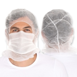 Charlotte Astro en non-tissé, blanc, 2 couches, taille universelle, avec masque oral