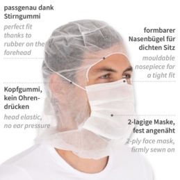 Charlotte Astro en non-tissé, blanc, 2 couches, taille universelle, avec masque oral