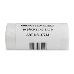 Sacs polyvalents de 22 litres, 40 sacs par rouleau, 0,008 mm, avec bande de fermeture