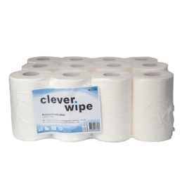 Lingettes en papier Mini Clever Wipe, blanches, 1 couche, env. 333 feuilles détachables de 200 x 360 mm