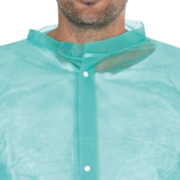 Besucherkittel Light mit Druckknöpfen | PP, Farbe grün, Länge 110 cm, Umfang 140 cm, Grösse XXL