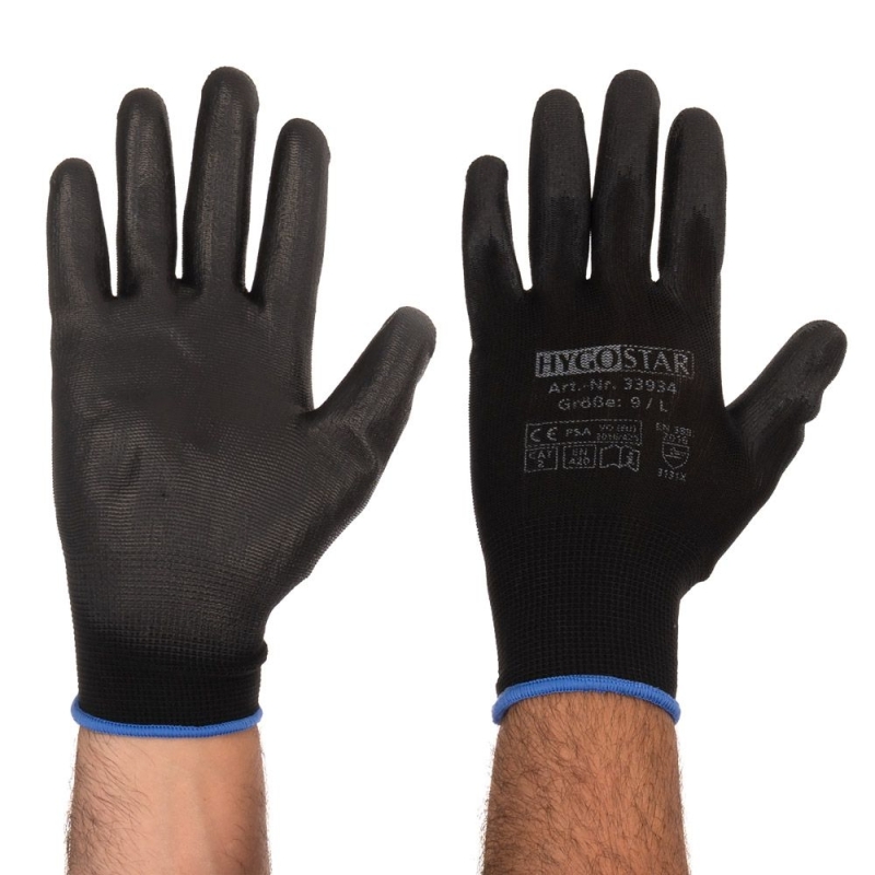 Gants en maille fine Black Ace | revêtement PU, taille S