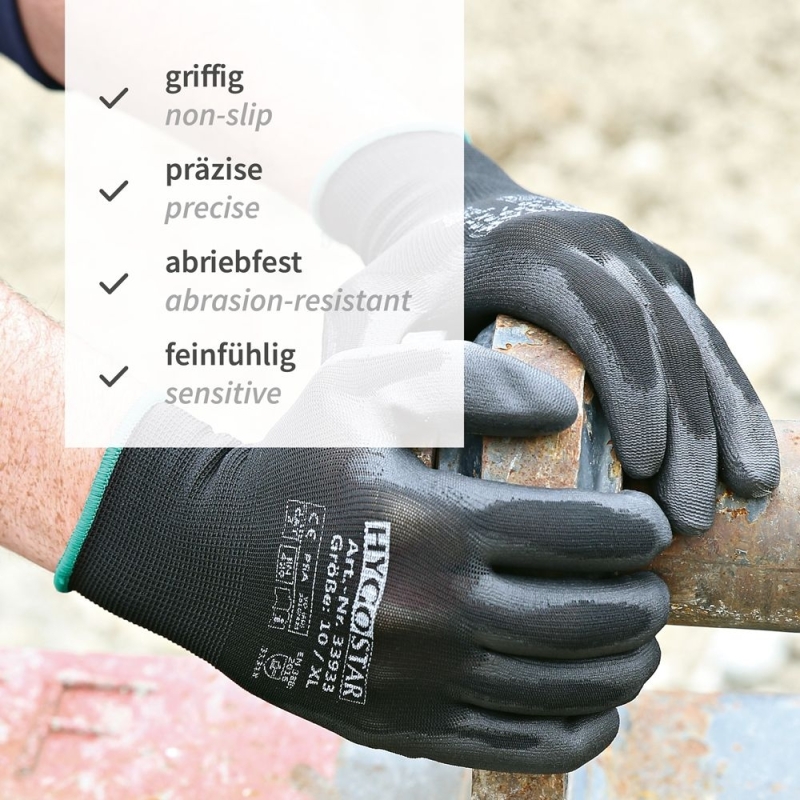 Gants en maille fine Black Ace | revêtement PU, taille XL