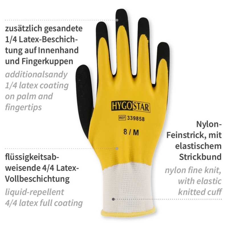 Gants en tricot fin Wet Protect | Enduction latex, taille M