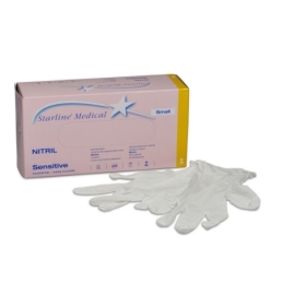 Gants d'examen Starline Medical Sensitive, blancs, non poudrés, taille S, 200 pièces.