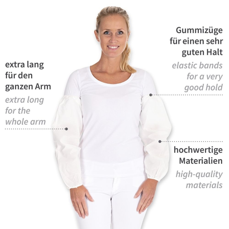 Protège-manches | Airlaid/PE, couleur blanc, longueur 50 cm