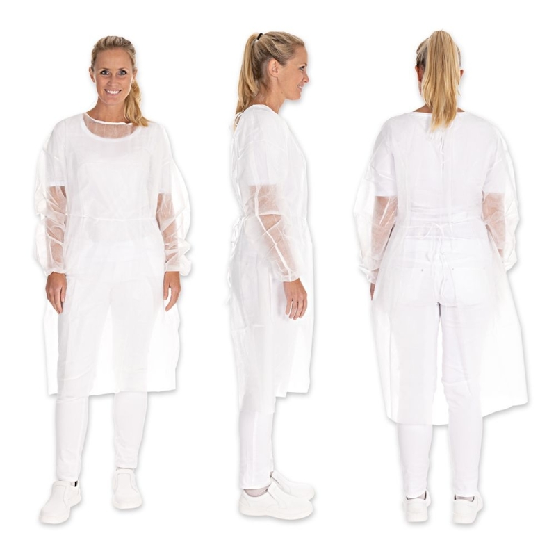 Kittel mit Armgummi | PP, Farbe weiss, Länge 140 cm, Umfang 150 cm, Grösse XXL