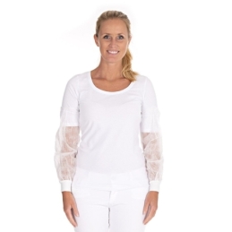 Ärmelschoner mit Strickbündchen | SMS, Farbe weiss, Länge 45 cm
