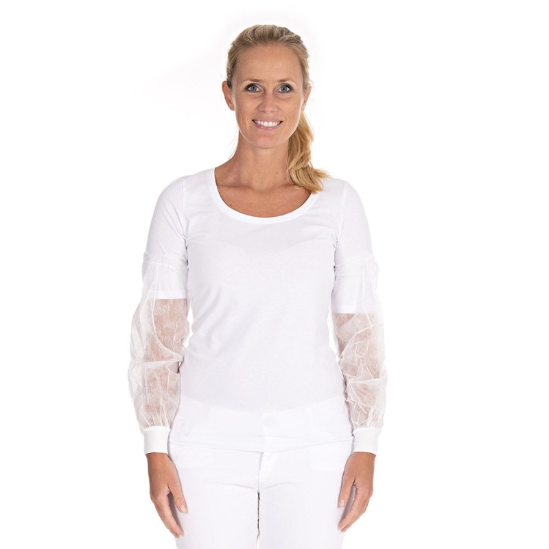 Ärmelschoner mit Strickbündchen | SMS, Farbe weiss, Länge 45 cm