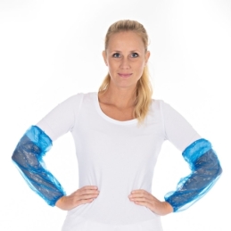 Ärmelschoner Eco | PE, maschinell gefertigt, Farbe blau, Länge 40 cm