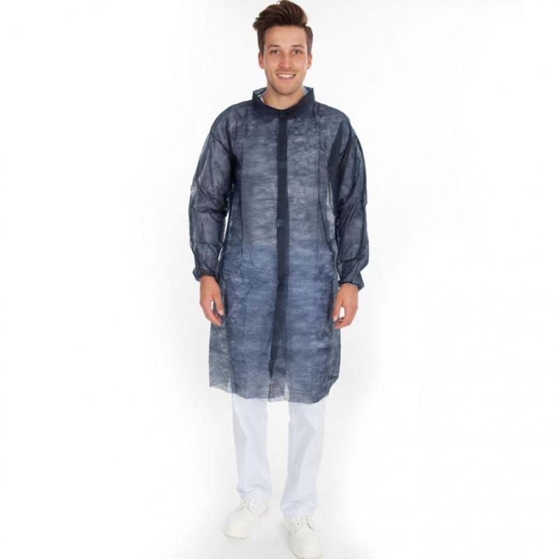 Blouse de visiteur avec fermeture velcro | PP, couleur bleu, longueur 110 cm, circonférence 130 cm, taille XL