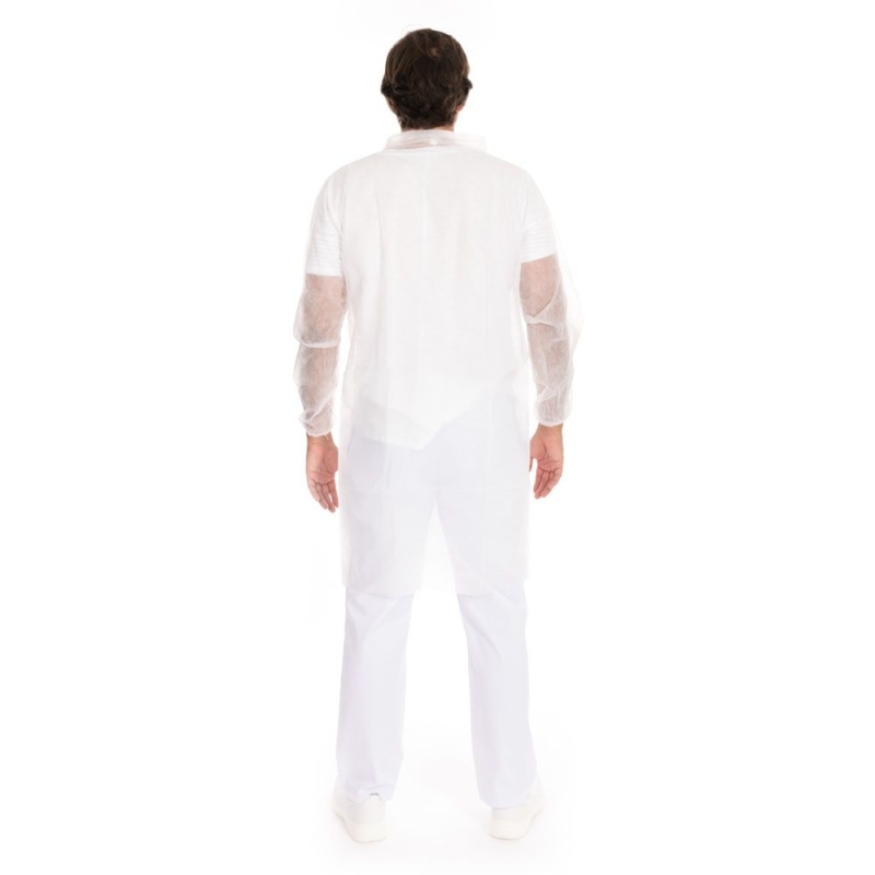 Besucherkittel Eco mit Druckknöpfen | PP, Farbe weiss, Länge 110 cm, Umfang 120 cm, Grösse M