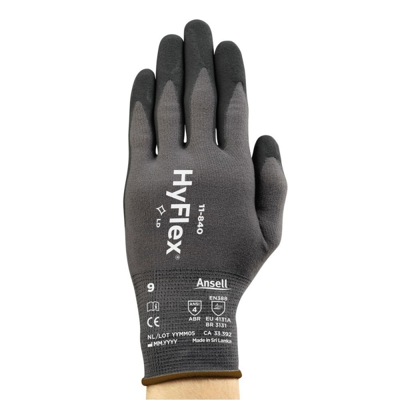 Ansell HyFlex® 11-840, Mehrzweckhandschuhe Gr. 7/S, grau/schwarz