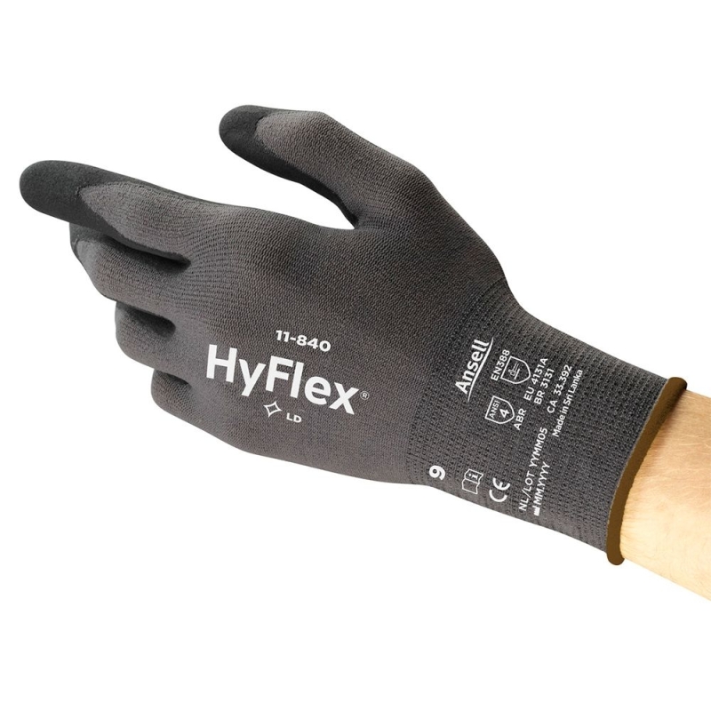 Ansell HyFlex® 11-840, Mehrzweckhandschuhe Gr. 10/XL, grau/schwarz